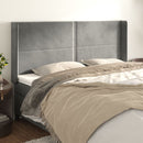 sengegavl med kanter 203x16x118/128 cm fløjl lysegrå
