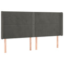 sengegavl med kanter 203x16x118/128 cm fløjl mørkegrå