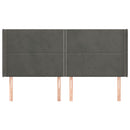 sengegavl med kanter 203x16x118/128 cm fløjl mørkegrå