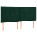sengegavl med kanter 203x16x118/128 cm fløjl mørkegrøn