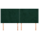 sengegavl med kanter 203x16x118/128 cm fløjl mørkegrøn