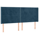 sengegavl med kanter 203x16x118/128 cm fløjl mørkeblå