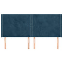 sengegavl med kanter 203x16x118/128 cm fløjl mørkeblå