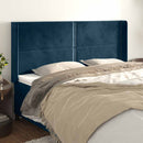 sengegavl med kanter 203x16x118/128 cm fløjl mørkeblå