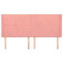 sengegavl med kanter 203x16x118/128 cm fløjl lyserød