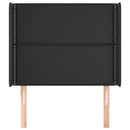 sengegavl med kanter 93x16x118/128 cm kunstlæder sort