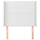 sengegavl med kanter 103x16x118/128 cm kunstlæder hvid