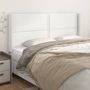 sengegavl med kanter 203x16x118/128 cm kunstlæder hvid