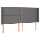 sengegavl med kanter 203x16x118/128 cm kunstlæder grå