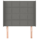 sengegavl med kanter 83x16x118/128 cm stof mørkegrå