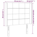 sengegavl med kanter 83x16x118/128 cm stof mørkegrå
