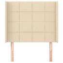 sengegavl med kanter 93x16x118/128 cm stof cremefarvet