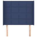 sengegavl med kanter 93x16x118/128 cm stof blå