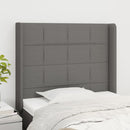 sengegavl med kanter 103x16x118/128 cm stof mørkegrå