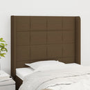 sengegavl med kanter 103x16x118/128 cm stof mørkebrun