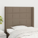 sengegavl med kanter 103x16x118/128 cm stof gråbrun