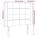 sengegavl med kanter 103x16x118/128 cm stof cremefarvet