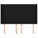 sengegavl med kanter 147x16x118/128 cm stof sort