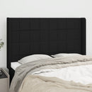 sengegavl med kanter 147x16x118/128 cm stof sort