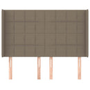 sengegavl med kanter 147x16x118/128 cm stof gråbrun