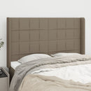 sengegavl med kanter 147x16x118/128 cm stof gråbrun