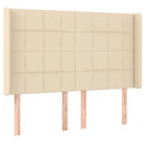 sengegavl med kanter 147x16x118/128 cm stof cremefarvet