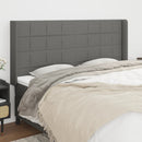 sengegavl med kanter 163x16x118/128 cm stof mørkegrå