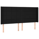 sengegavl med kanter 163x16x118/128 cm stof sort