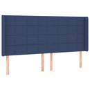 sengegavl med kanter 163x16x118/128 cm stof blå