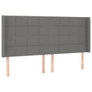 sengegavl med kanter 183x16x118/128 cm stof mørkegrå