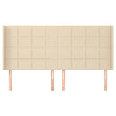 sengegavl med kanter 183x16x118/128 cm stof cremefarvet