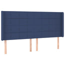sengegavl med kanter 203x16x118/128 cm stof blå