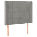 sengegavl med kanter 83x16x118/128 cm fløjl lysegrå