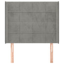 sengegavl med kanter 83x16x118/128 cm fløjl lysegrå