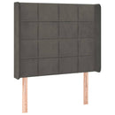 sengegavl med kanter 83x16x118/128 cm fløjl mørkegrå
