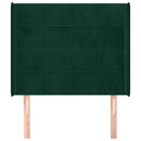 sengegavl med kanter 83x16x118/128 cm fløjl mørkegrøn