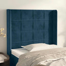 sengegavl med kanter 83x16x118/128 cm fløjl mørkeblå