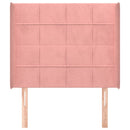 sengegavl med kanter 83x16x118/128 cm fløjl lyserød