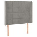 sengegavl med kanter 93x16x118/128 cm fløjl lysegrå