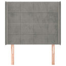 sengegavl med kanter 93x16x118/128 cm fløjl lysegrå