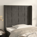 sengegavl med kanter 93x16x118/128 cm fløjl mørkegrå