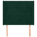 sengegavl med kanter 93x16x118/128 cm fløjl mørkegrøn