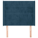 sengegavl med kanter 93x16x118/128 cm fløjl mørkeblå