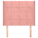 sengegavl med kanter 93x16x118/128 cm fløjl lyserød