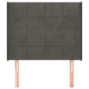 sengegavl med kanter 103x16x118/128 cm fløjl mørkegrå