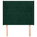 sengegavl med kanter 103x16x118/128 cm fløjl mørkegrøn