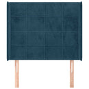 sengegavl med kanter 103x16x118/128 cm fløjl mørkeblå