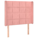 sengegavl med kanter 103x16x118/128 cm fløjl lyserød