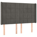 sengegavl med kanter 147x16x118/128 cm fløjl mørkegrå