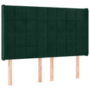 sengegavl med kanter 147x16x118/128 cm fløjl mørkegrøn